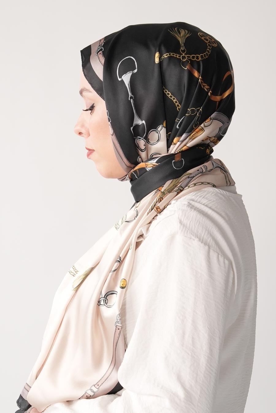 Lustre Desen Hint Vual Şal Siyah