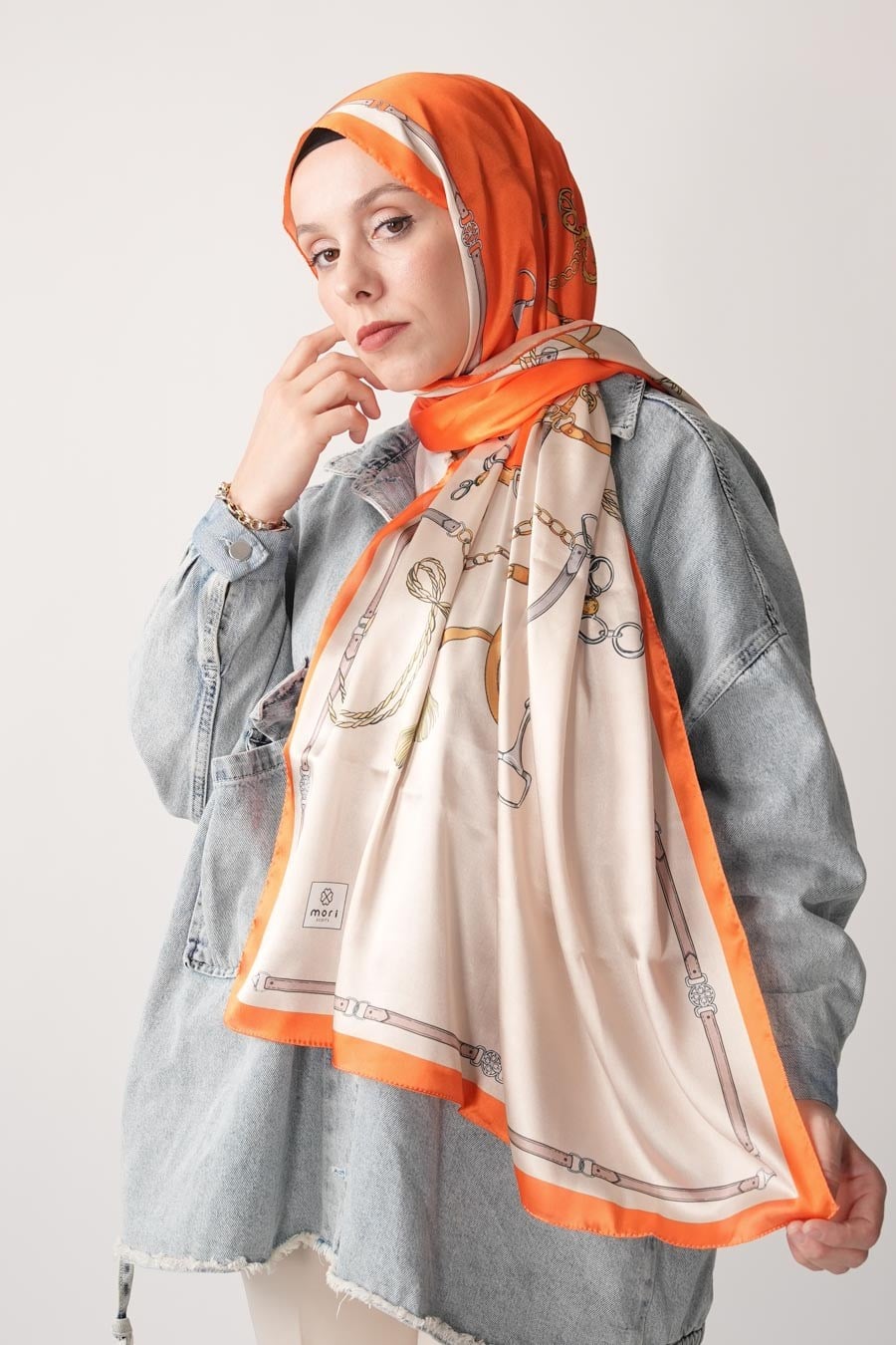 Lustre Desen Hint Vual Şal Turuncu
