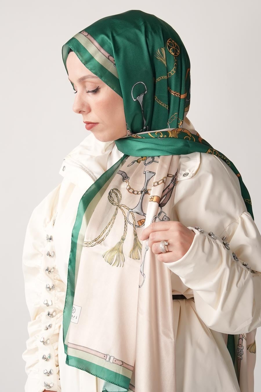Lustre Desen Hint Vual Şal Yeşil