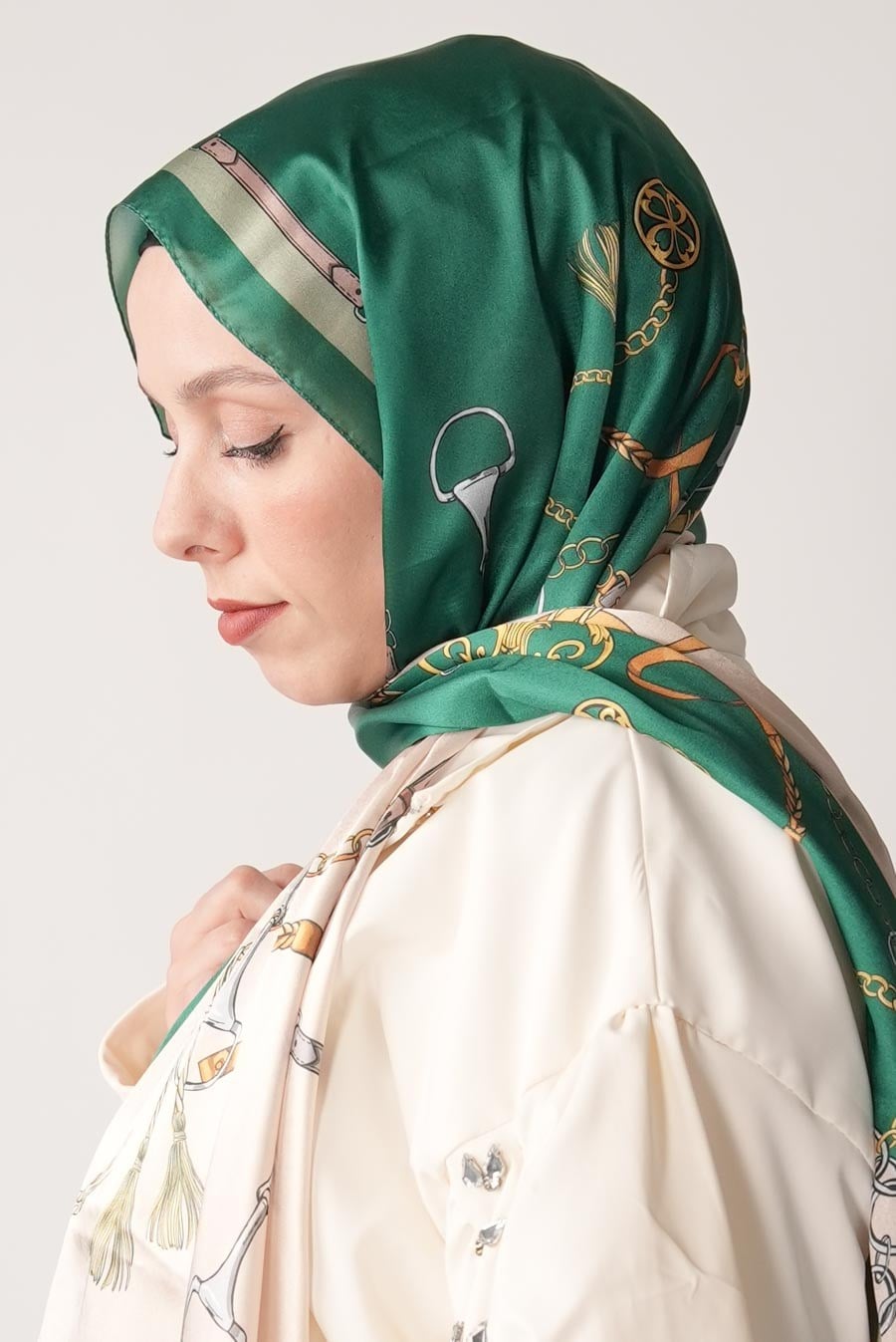 Lustre Desen Hint Vual Şal Yeşil