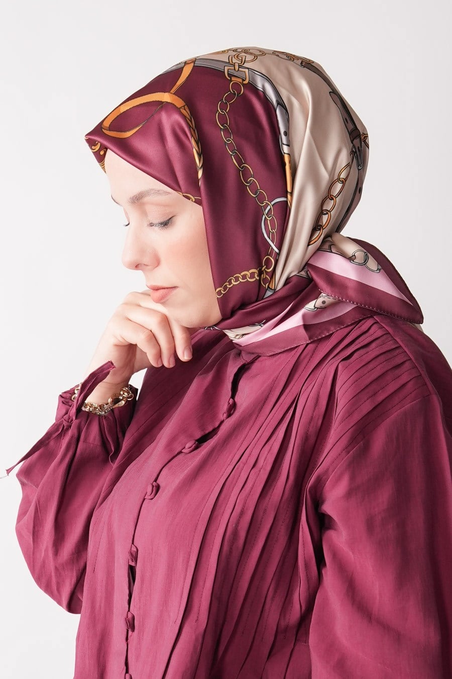 Lustre Desen İpeksi Rayon Eşarp Bordo