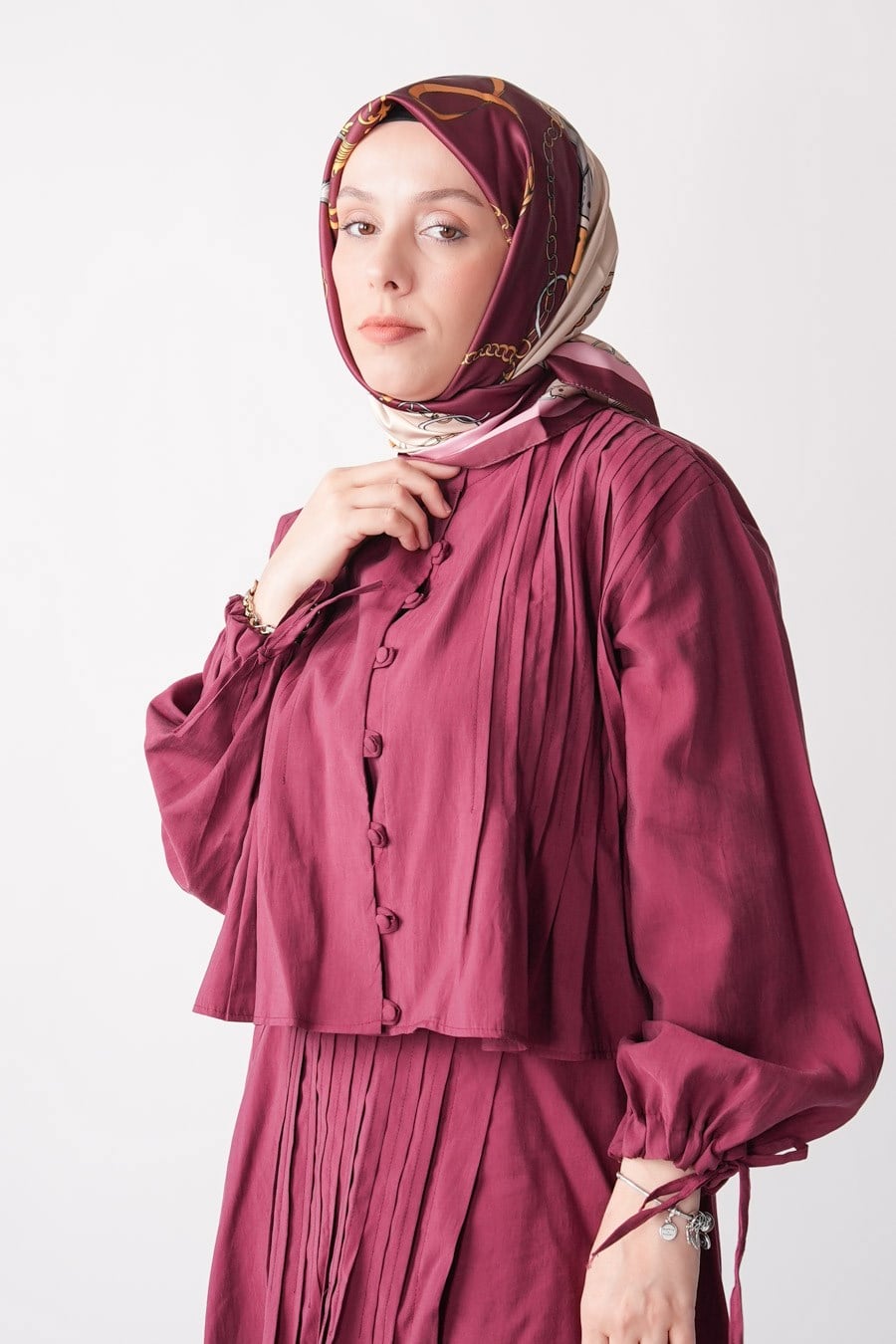 Lustre Desen İpeksi Rayon Eşarp Bordo