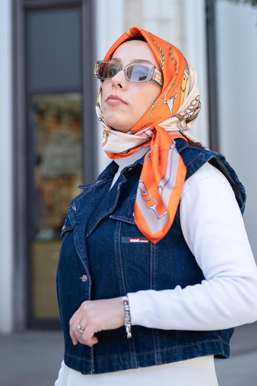 Lustre Desen İpeksi Rayon Eşarp Turuncu