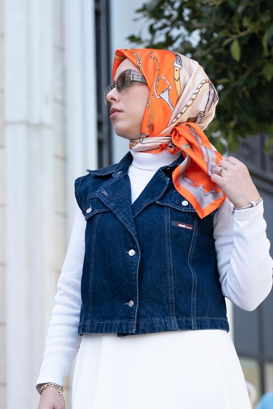 Lustre Desen İpeksi Rayon Eşarp Turuncu