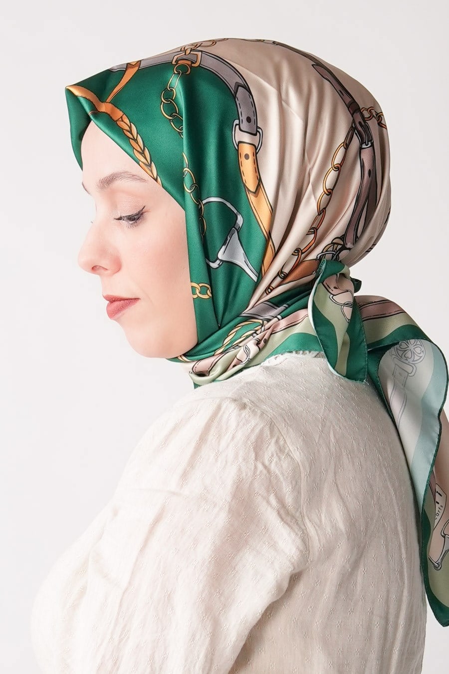 Lustre Desen İpeksi Rayon Eşarp Yeşil