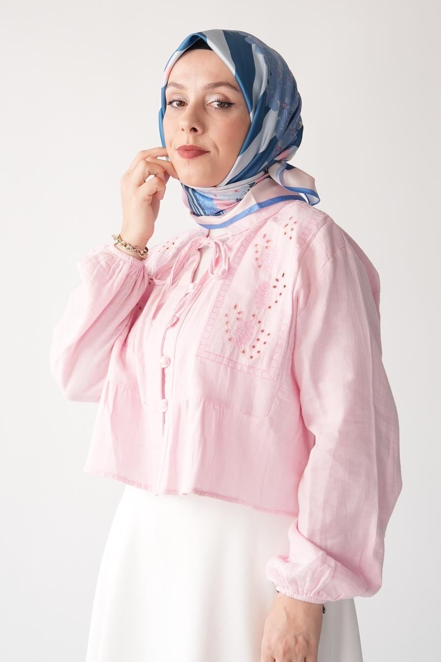 Luvia Desen İpeksi Rayon Eşarp Mavi