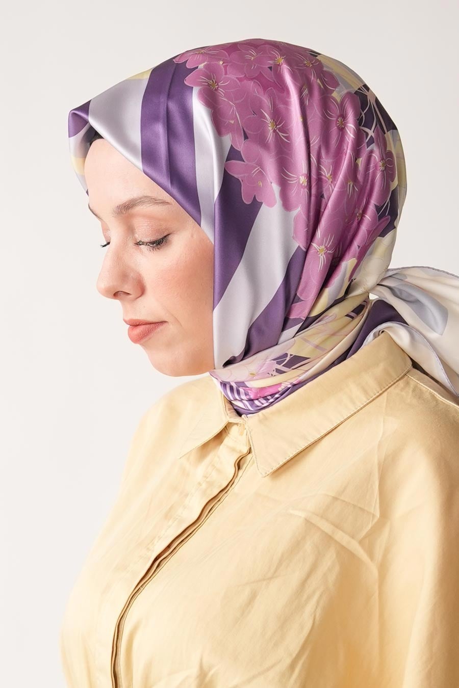 Luvia Desen İpeksi Rayon Eşarp Mor