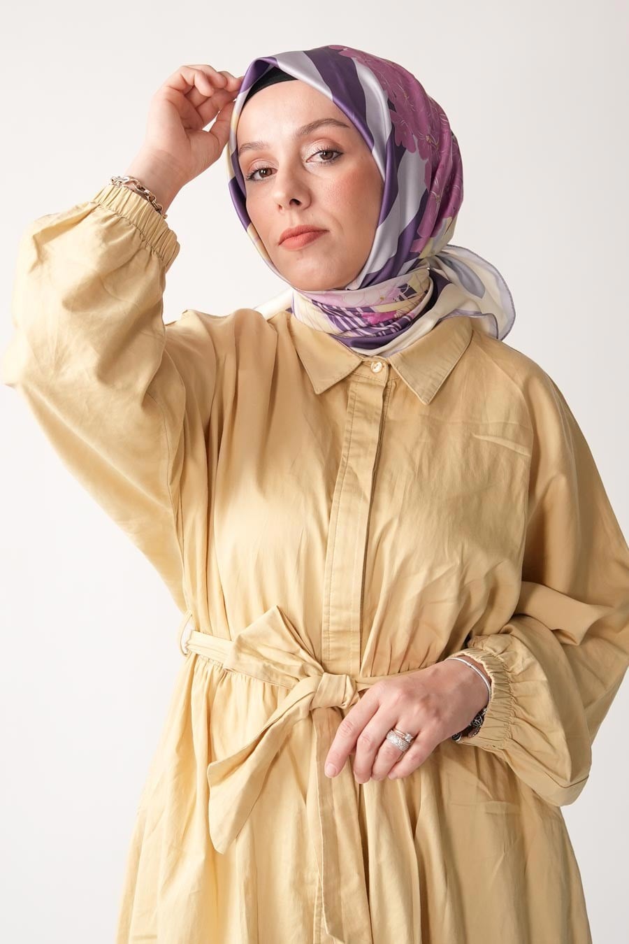 Luvia Desen İpeksi Rayon Eşarp Mor