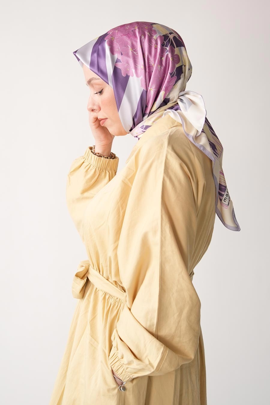 Luvia Desen İpeksi Rayon Eşarp Mor