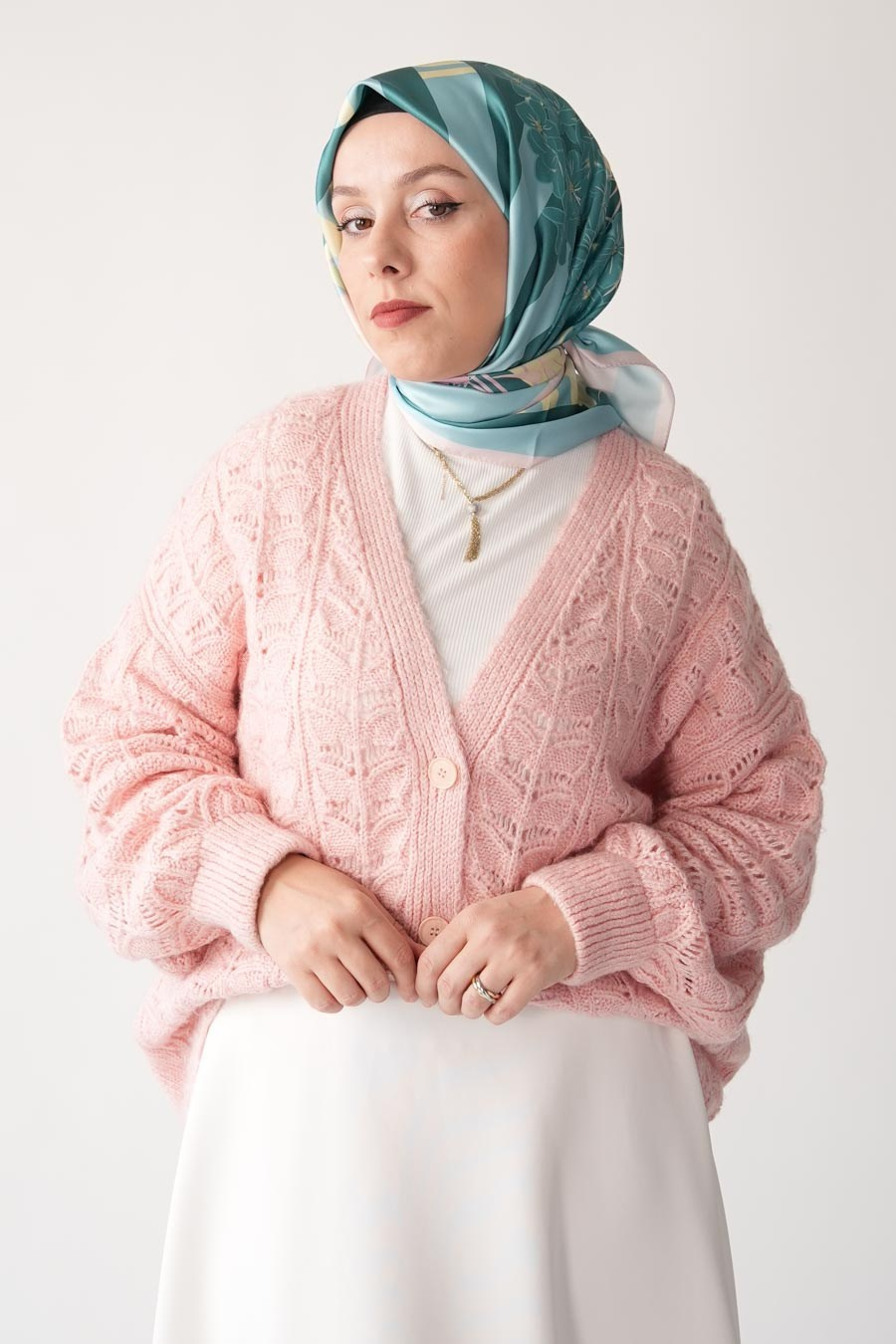 Luvia Desen İpeksi Rayon Eşarp Turkuaz