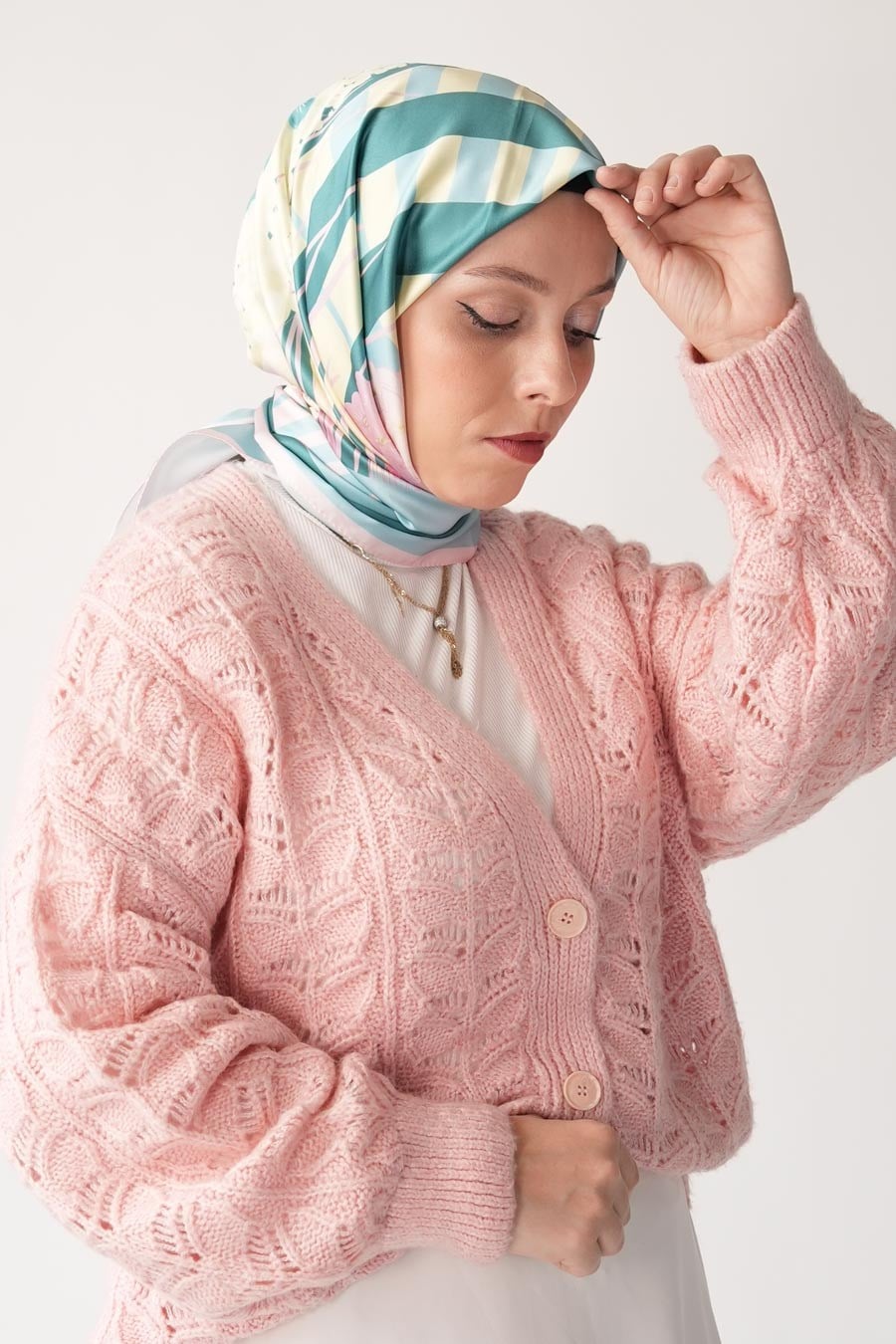 Luvia Desen İpeksi Rayon Eşarp Turkuaz