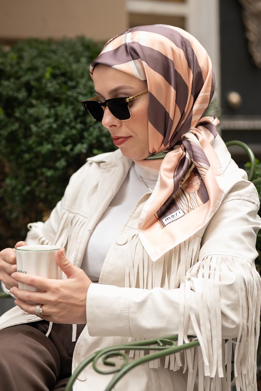 Luvia Desen İpeksi Rayon Eşarp Yavruağzı
