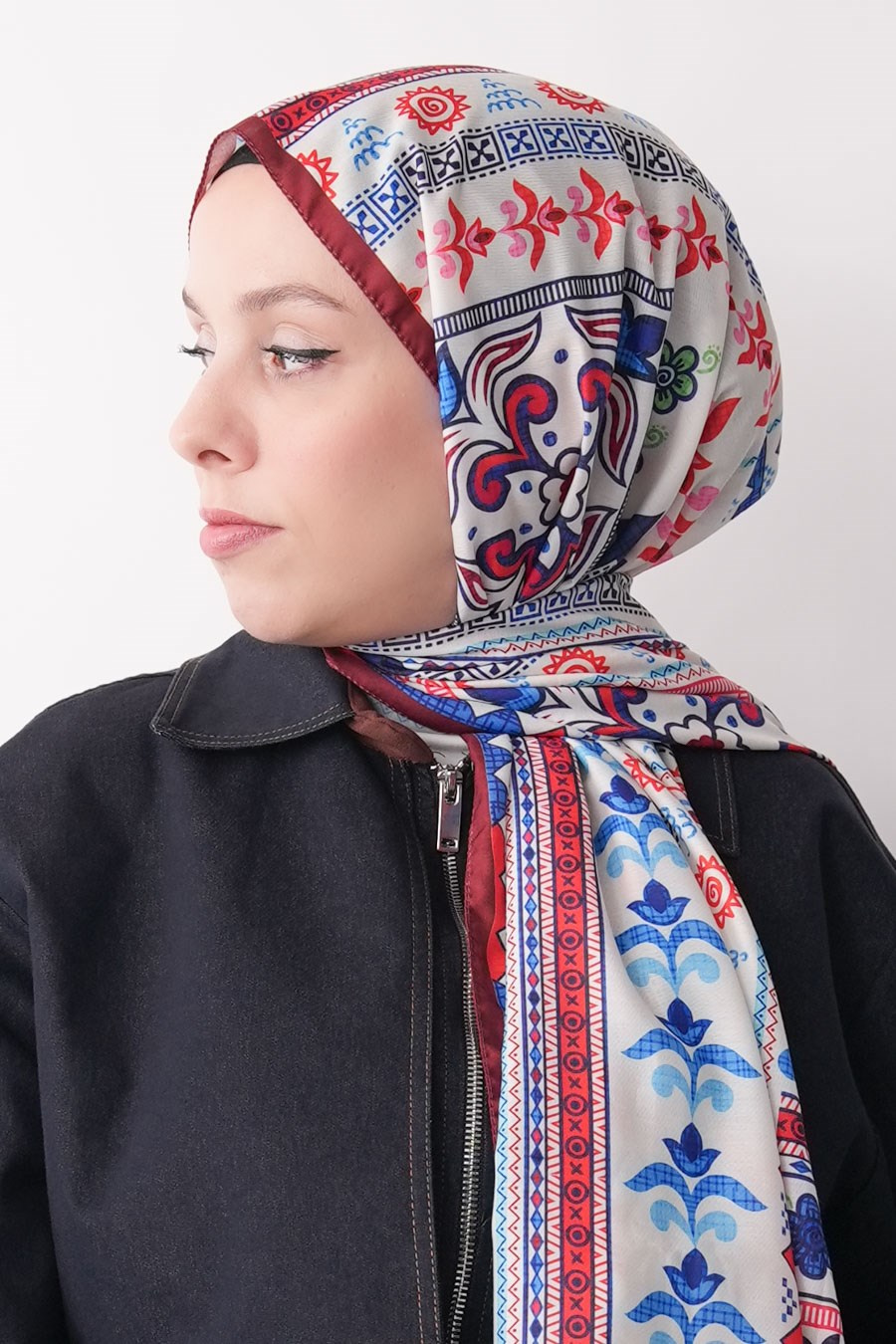Meridian Desen Soft Şal Bordo