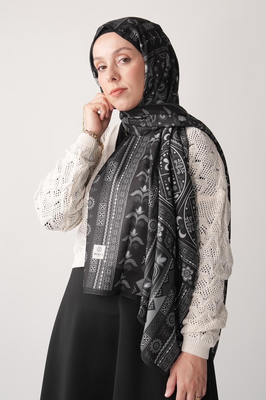 Meridian Desen Soft Şal Yağ Siyah