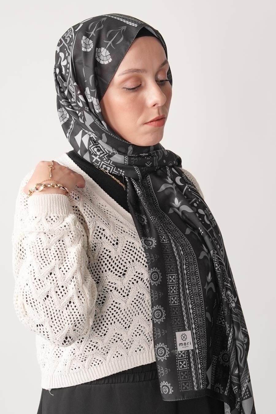 Meridian Desen Soft Şal Yağ Siyah