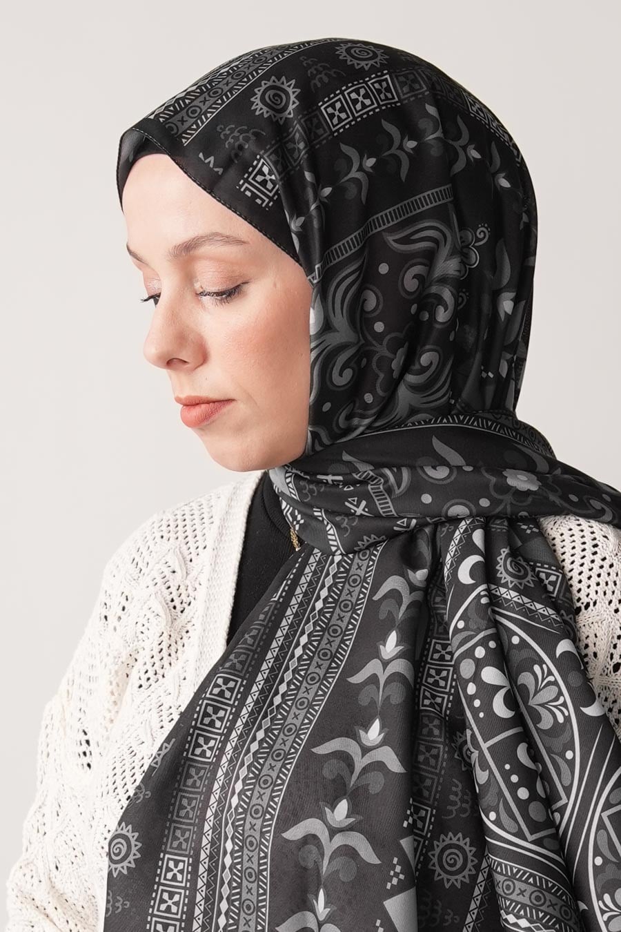 Meridian Desen Soft Şal Yağ Siyah