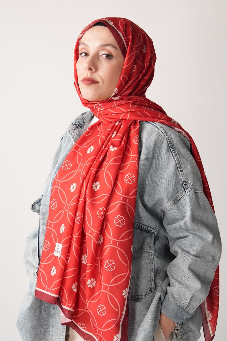 Mono Mori Desen Soft Şal Kırmızı