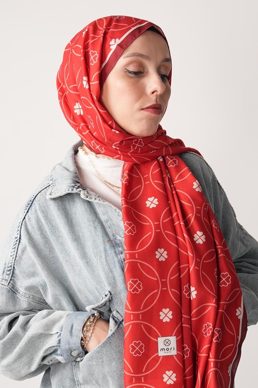 Mono Mori Desen Soft Şal Kırmızı