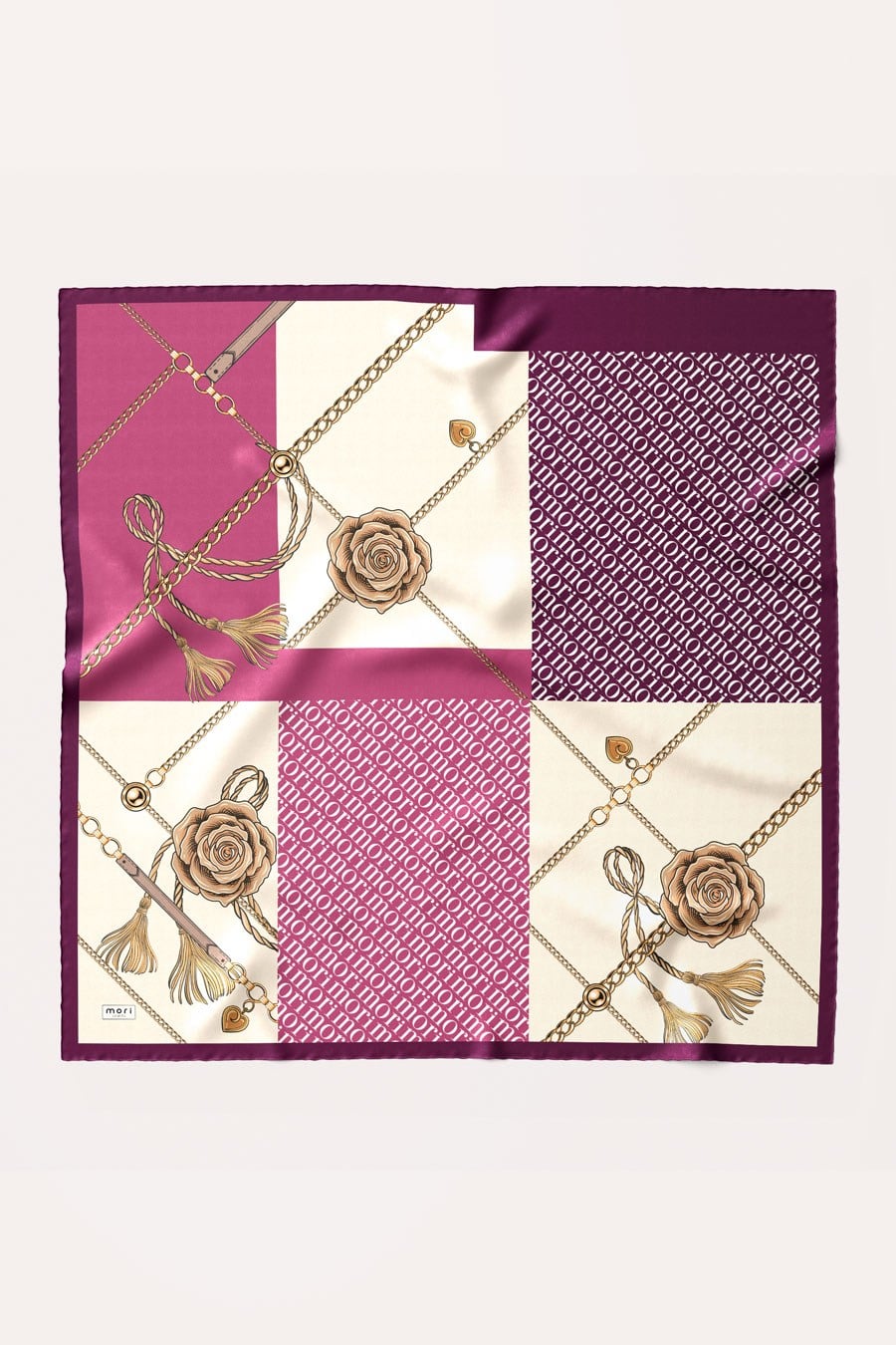 Mori Chain Desen İpeksi Rayon Eşarp Mor