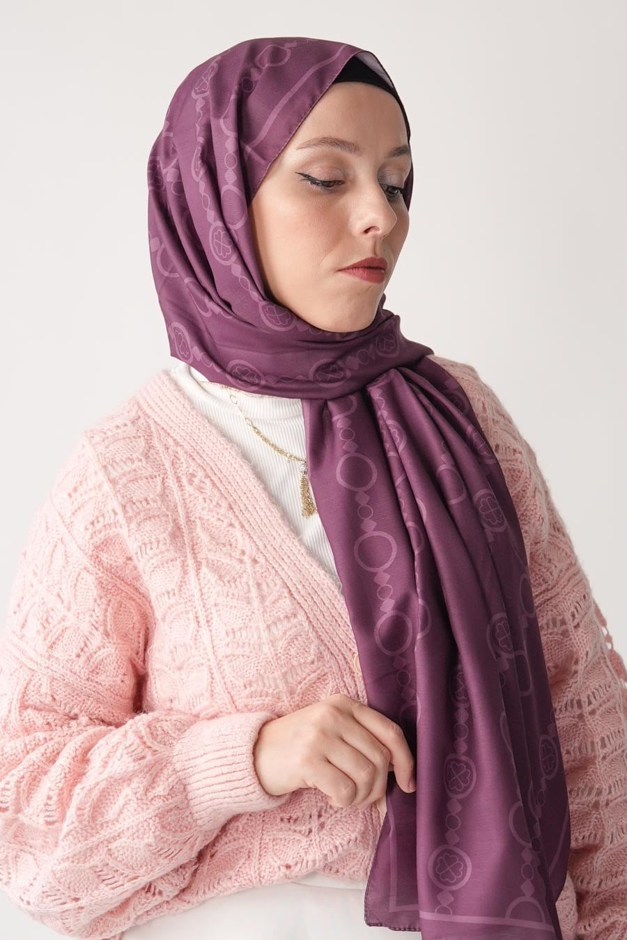 Mori Collect Desen Soft Şal Mor
