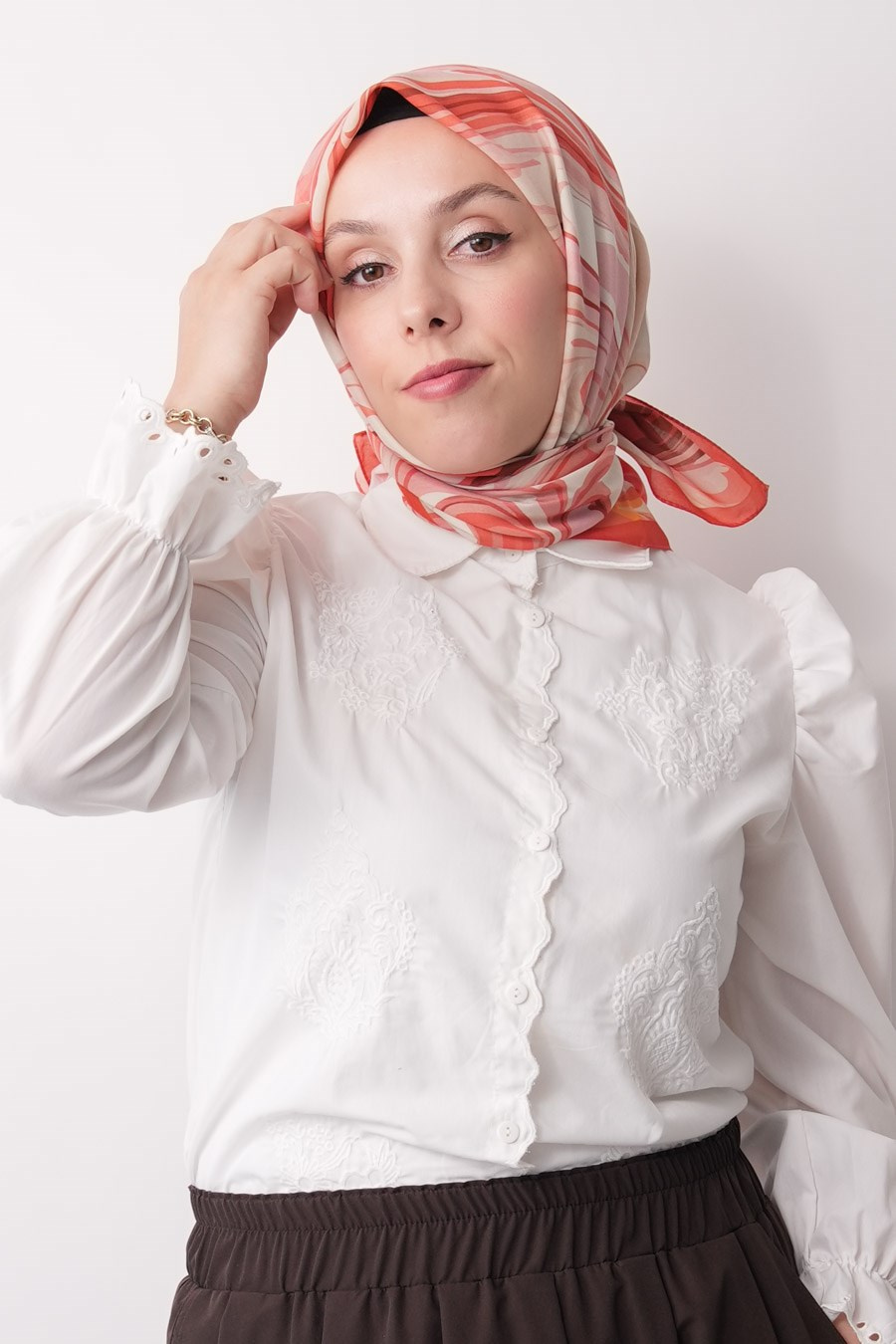 Mori Wave Desen Soft Eşarp Turuncu