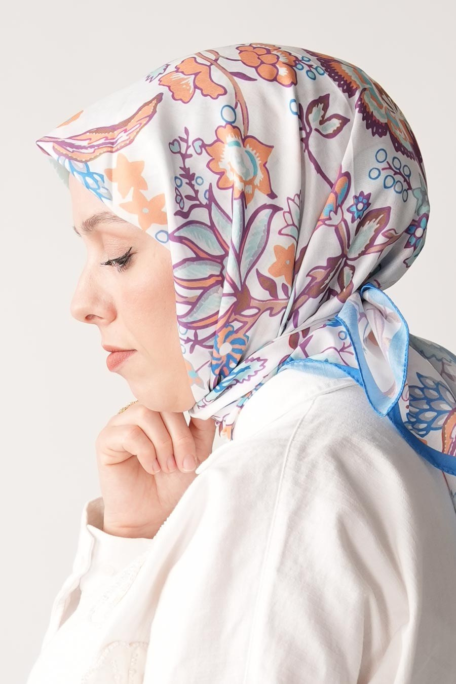 Morning Grove Desen Soft Eşarp Mavi