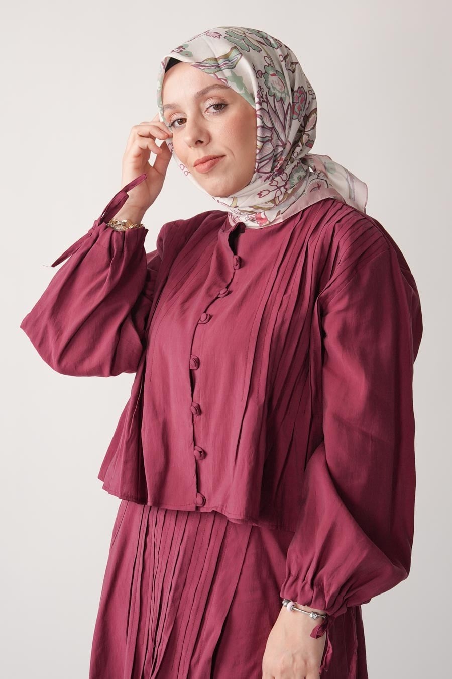 Morning Grove Desen Soft Eşarp Pudra