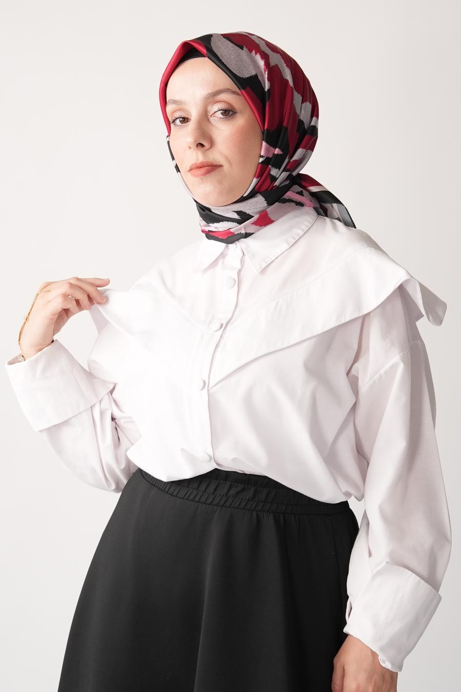 Nevara Desen İpeksi Rayon Eşarp Kırmızı