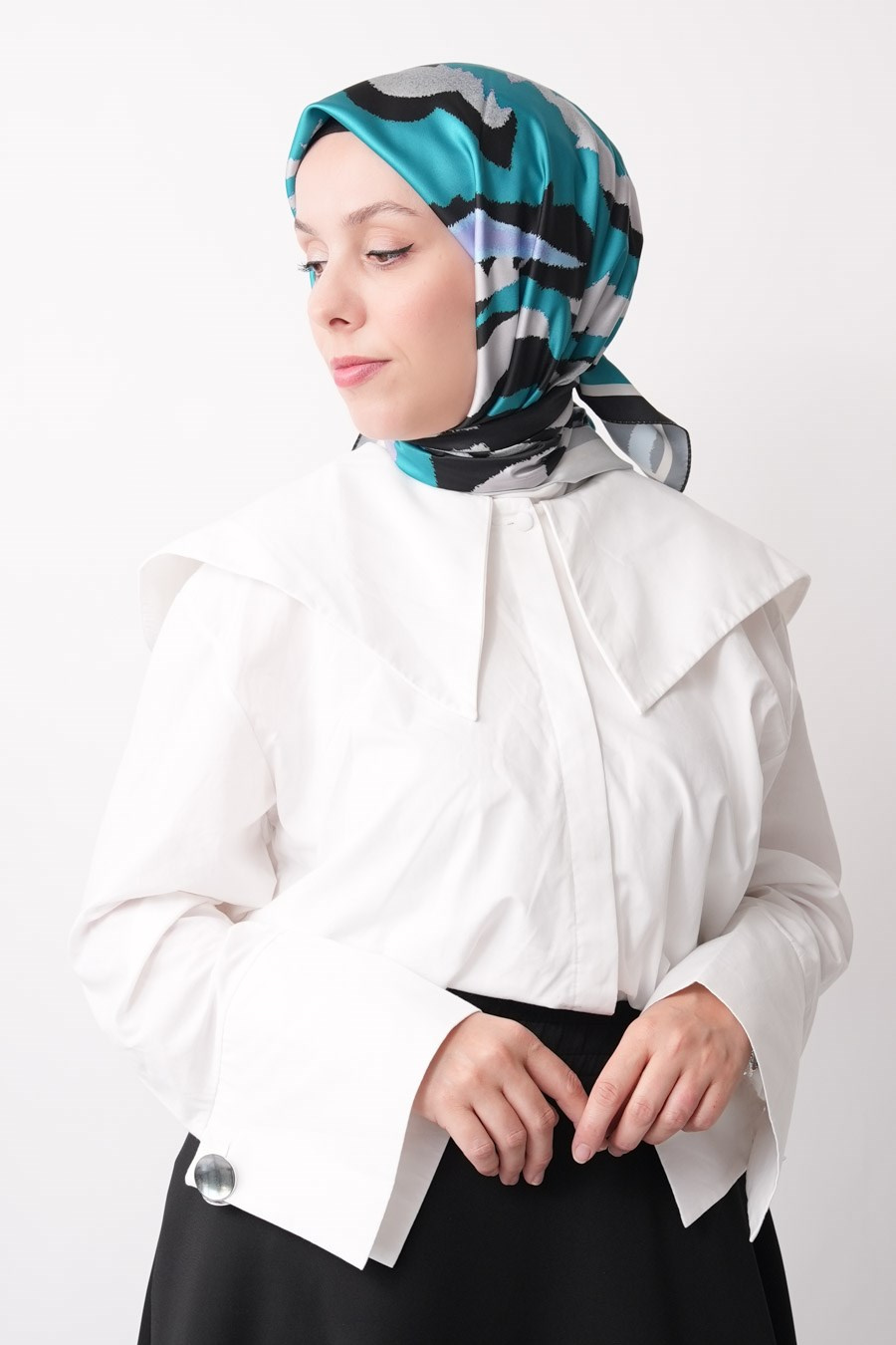 Nevara Desen İpeksi Rayon Eşarp Turkuaz
