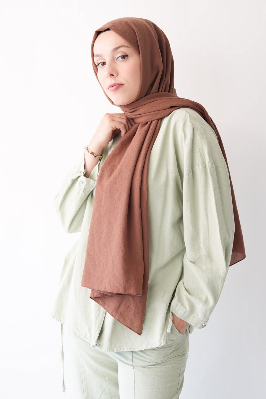 Nora Düz Şal - Çikolata