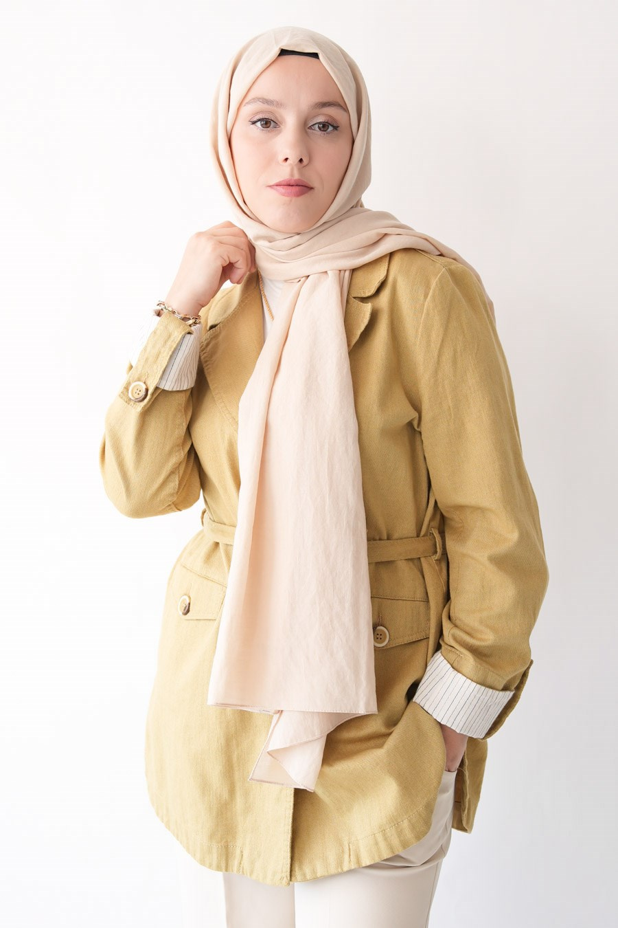 Nora Düz Şal - Ekru