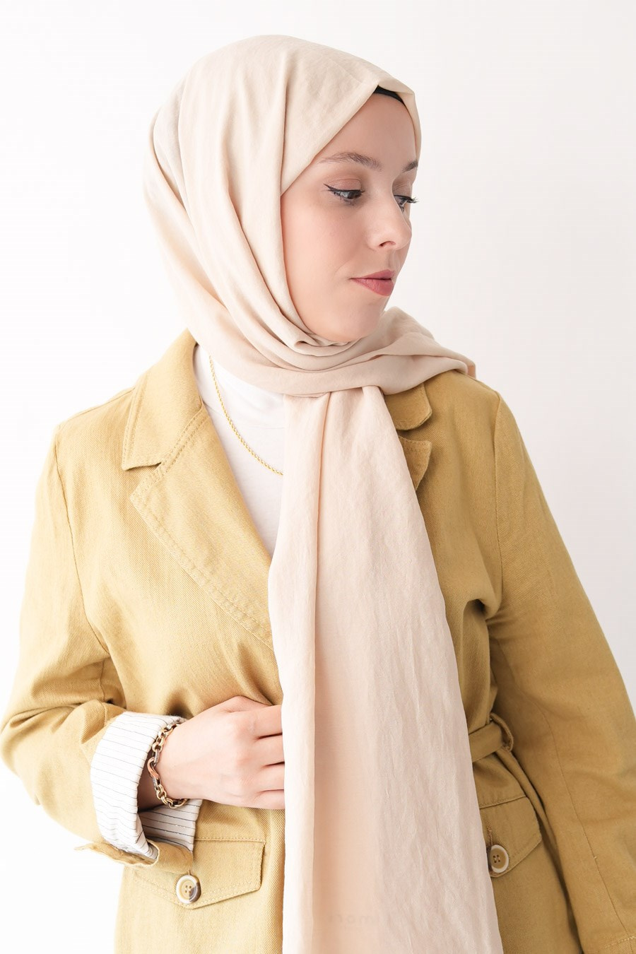 Nora Düz Şal - Ekru