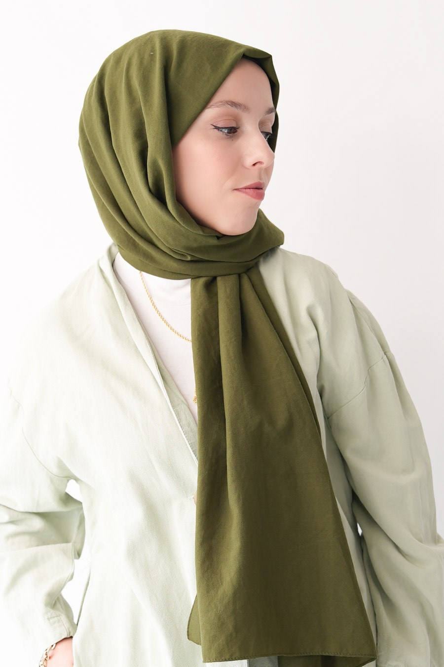 Nora Düz Şal - Kargo Yeşil