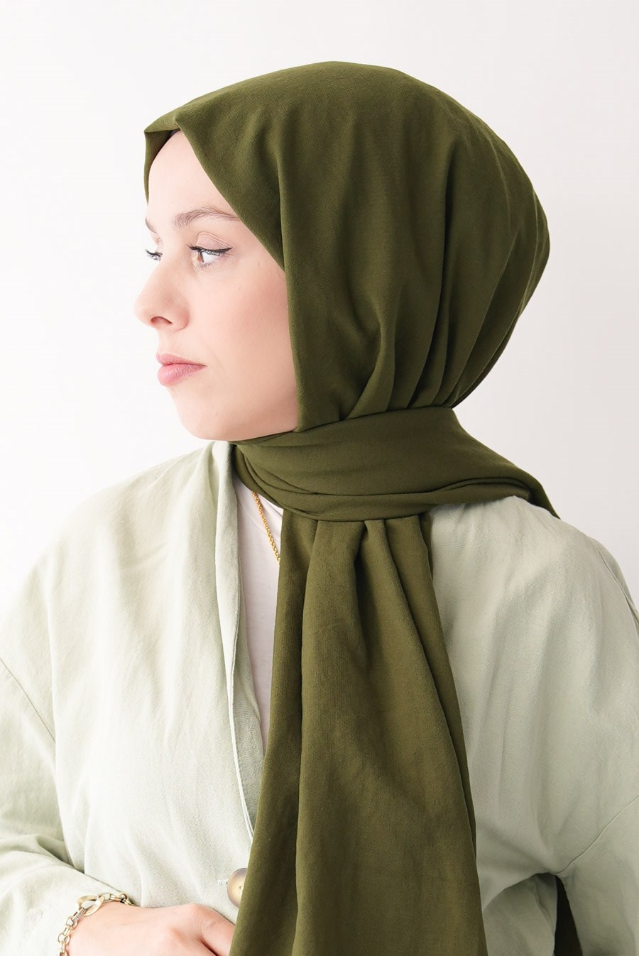 Nora Düz Şal - Kargo Yeşil