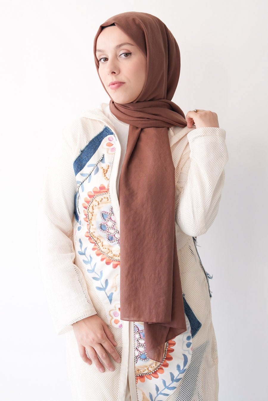 Nora Düz Şal - Kızıl Kahve