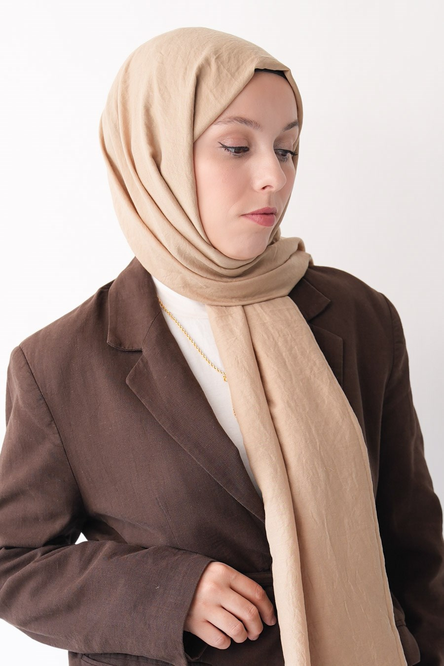 Nora Düz Şal - Latte