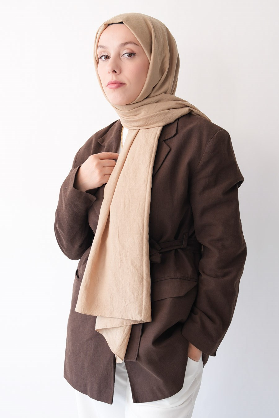 Nora Düz Şal - Latte