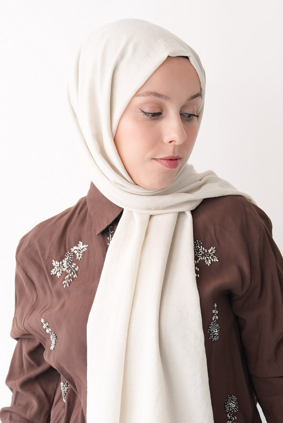Nora Düz Şal - Onyx White
