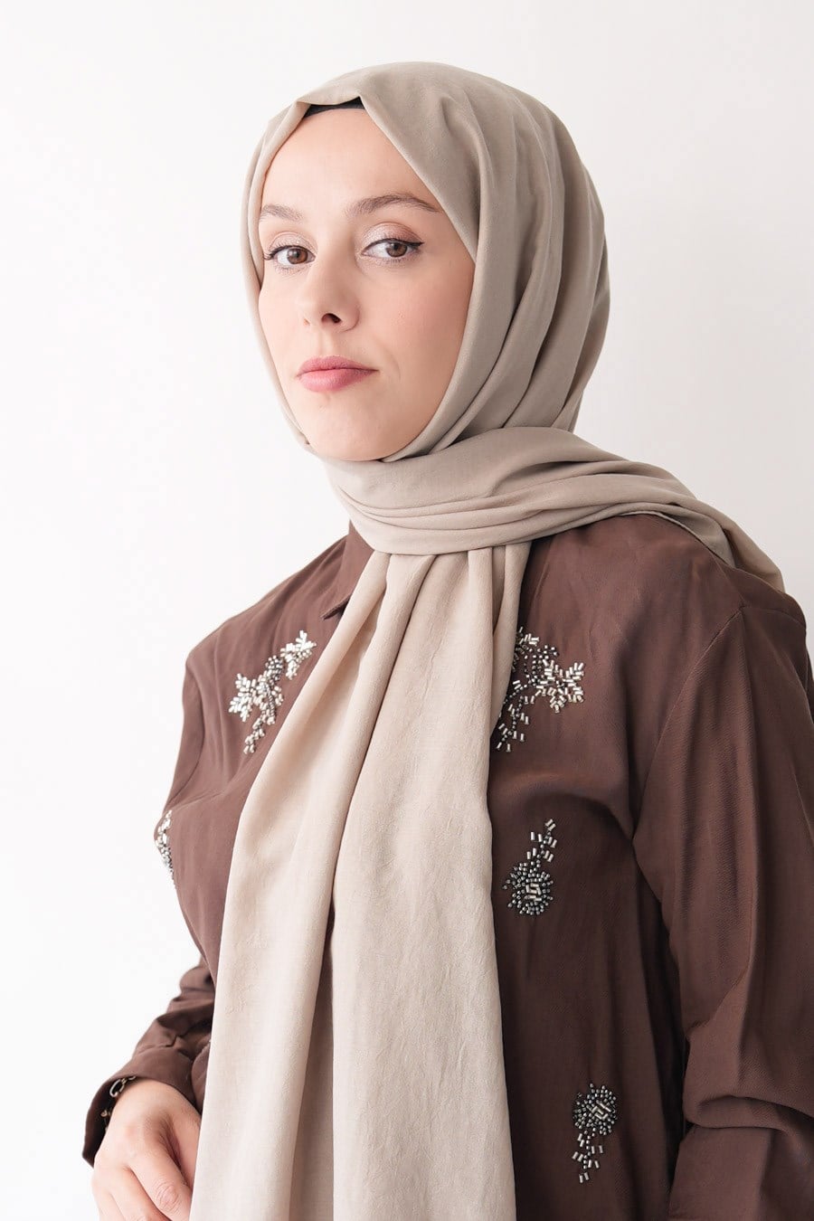 Nora Düz Şal - Vizon