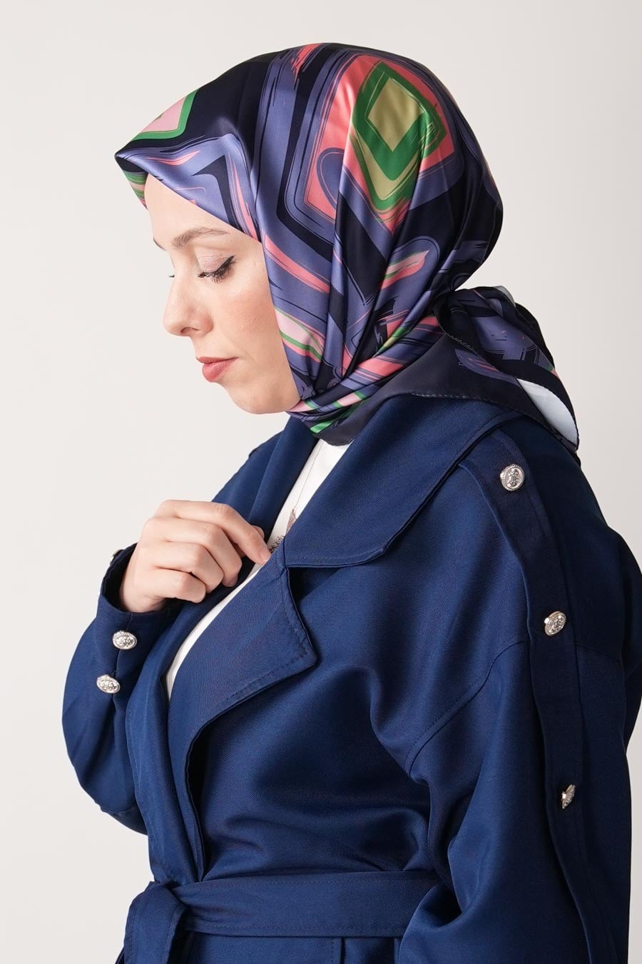 Nude Matrix Desen İpeksi Rayon Eşarp Mor