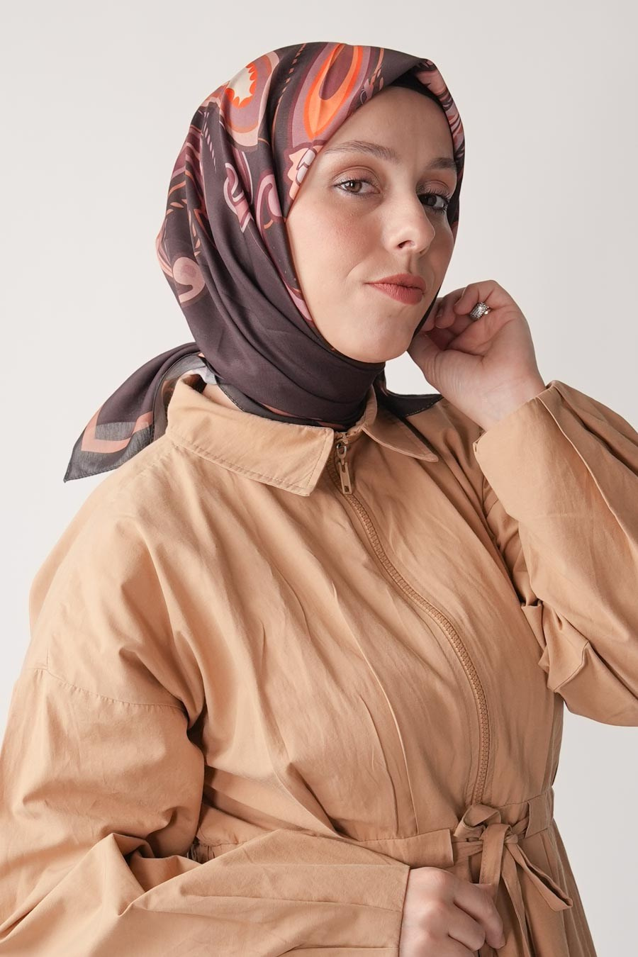 Paisley Desen Soft Eşarp Kahverengi