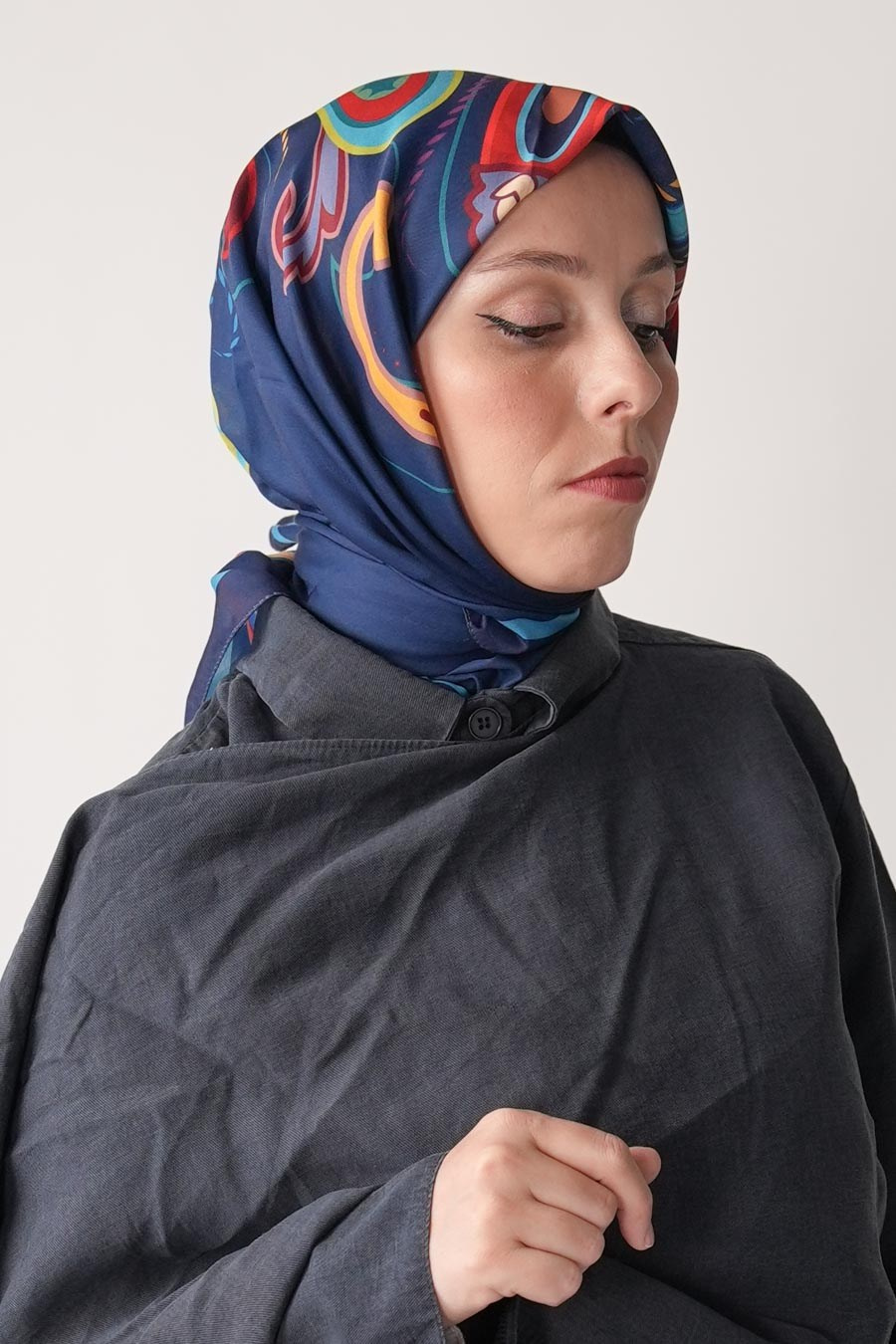 Paisley Desen Soft Eşarp Lacivert