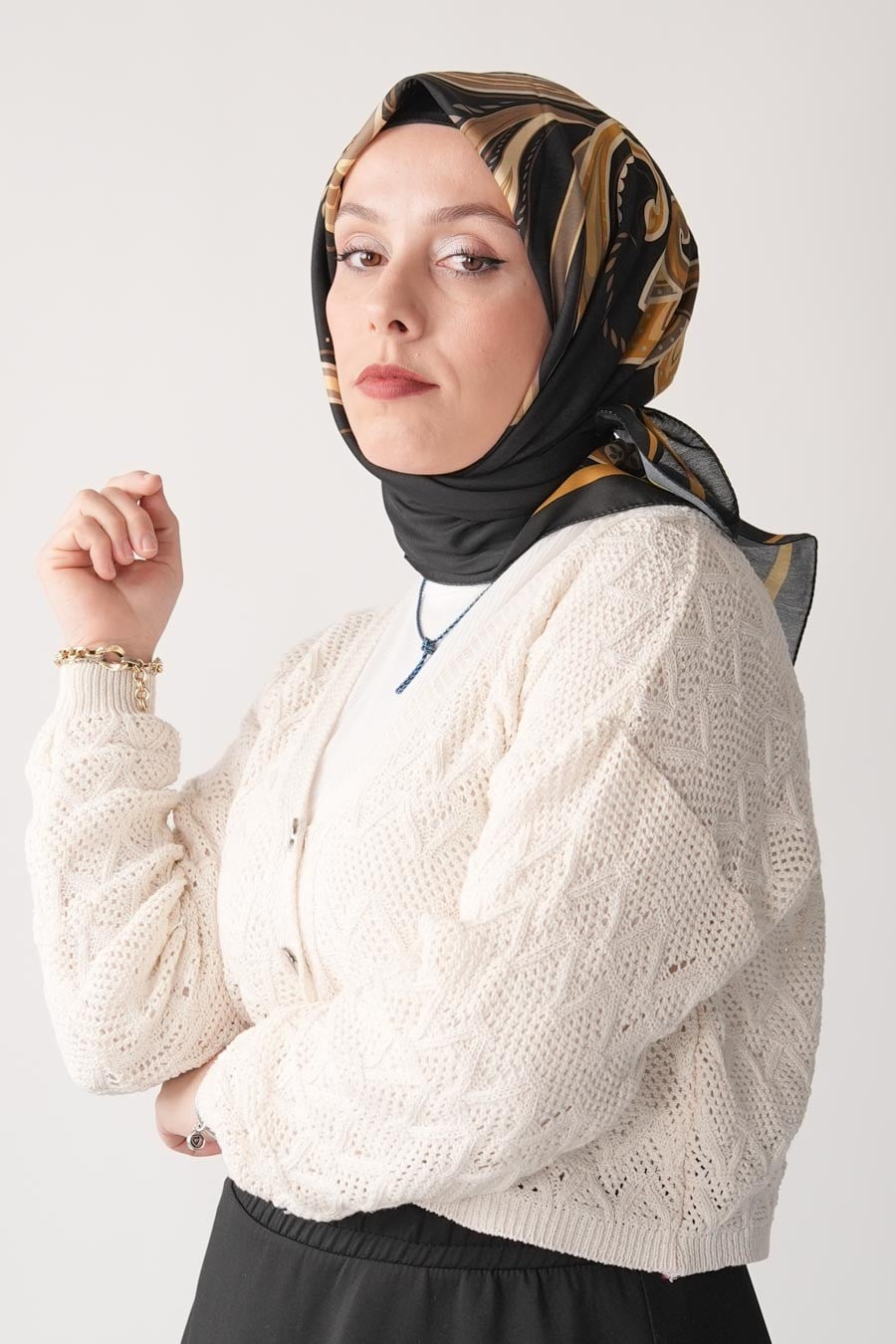 Paisley Desen Soft Eşarp Siyah