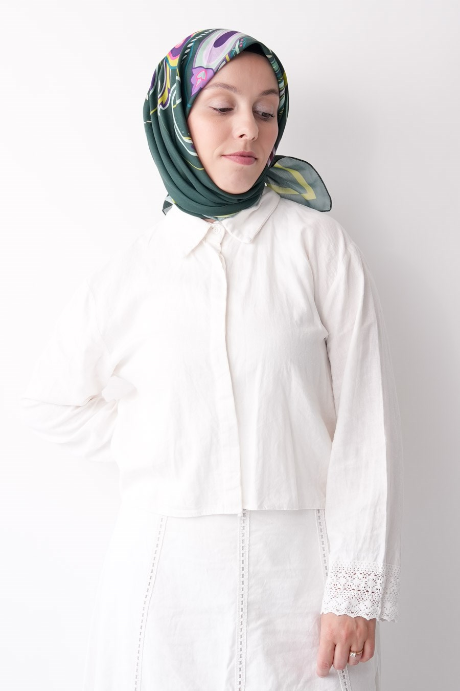 Paisley Desen Soft Eşarp Yeşil
