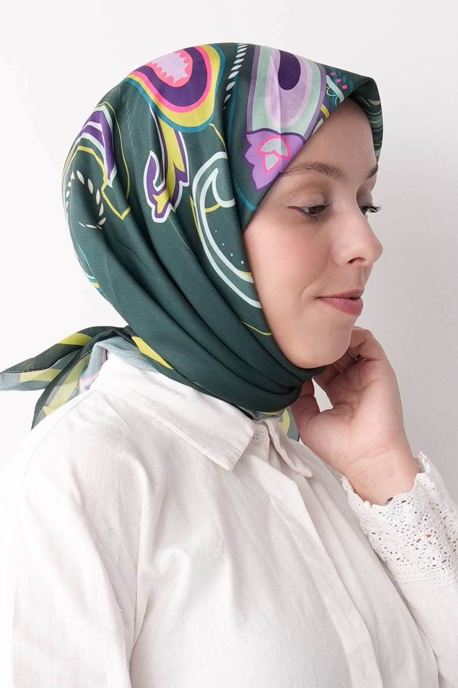 Paisley Desen Soft Eşarp Yeşil