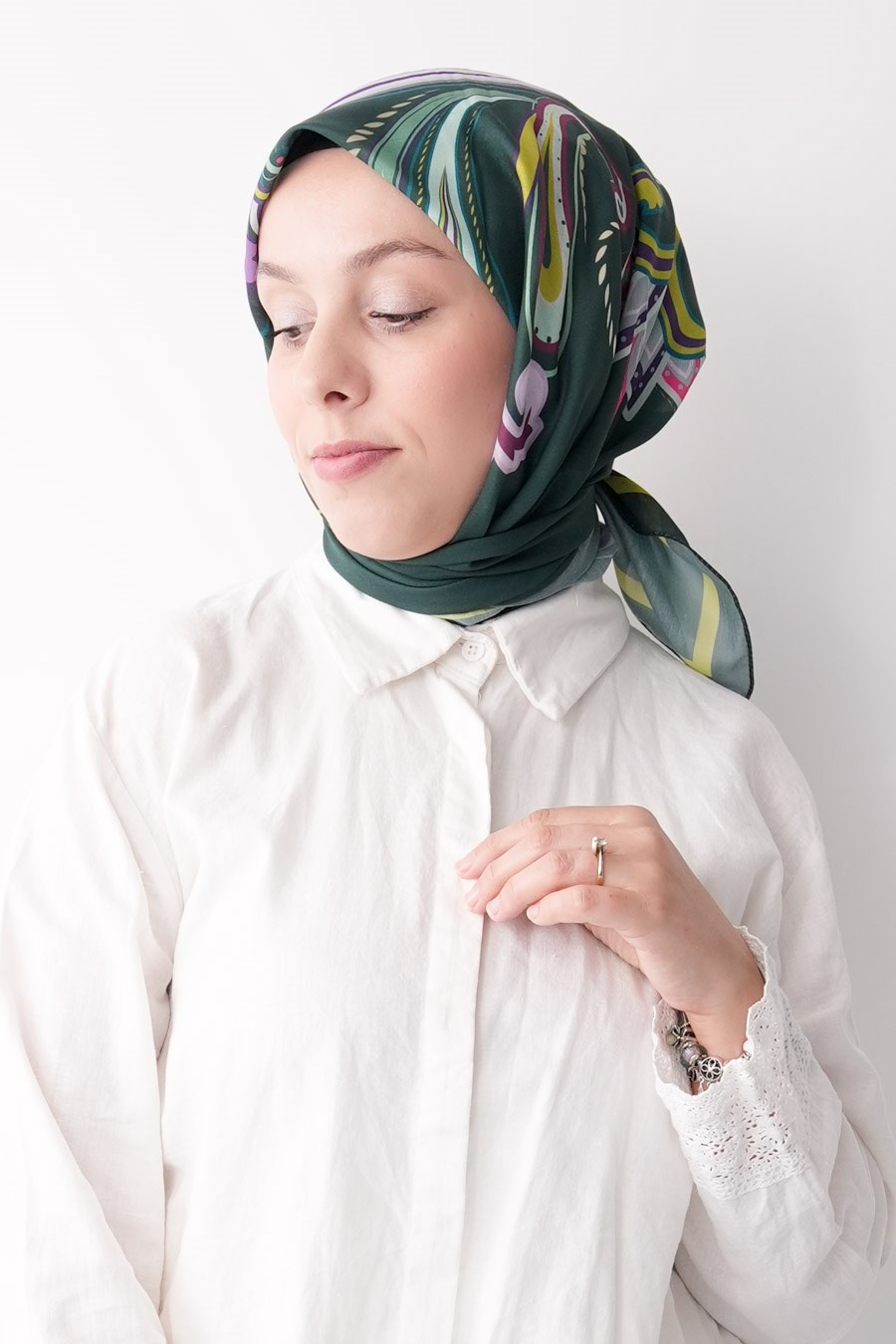 Paisley Desen Soft Eşarp Yeşil
