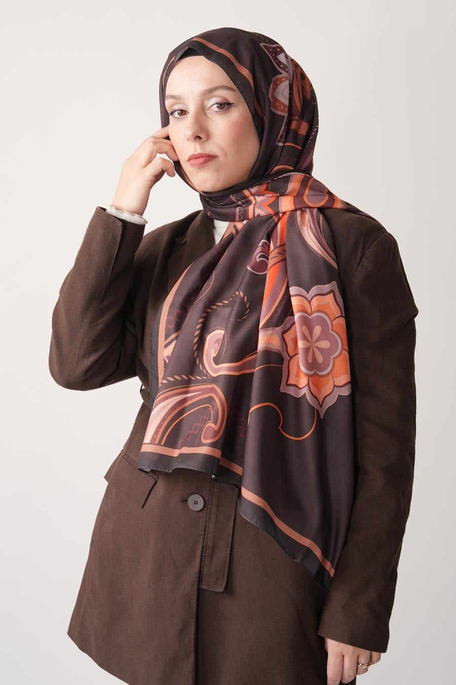 Paisley Desen Soft Şal Kahverengi