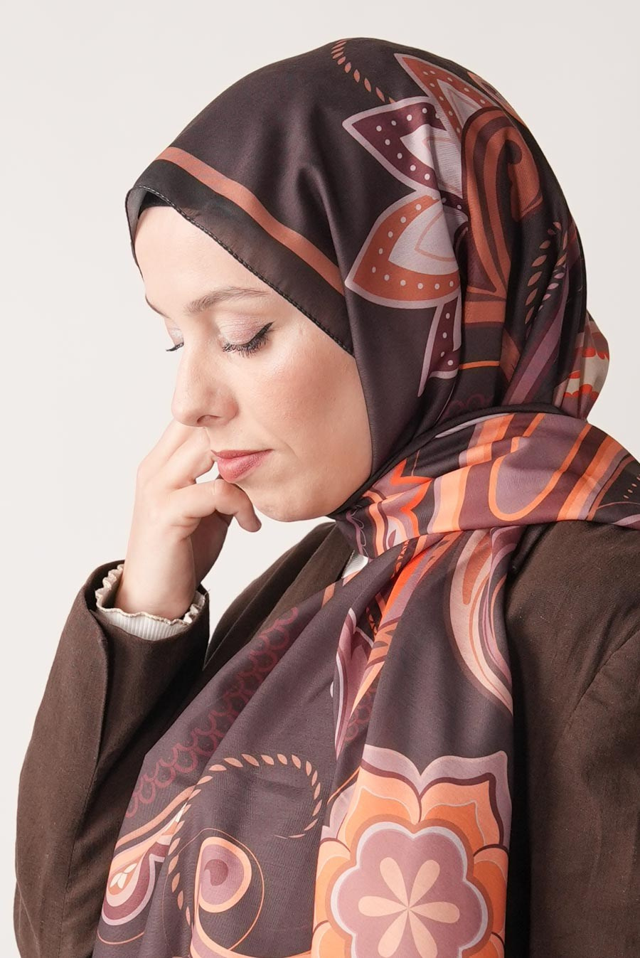 Paisley Desen Soft Şal Kahverengi