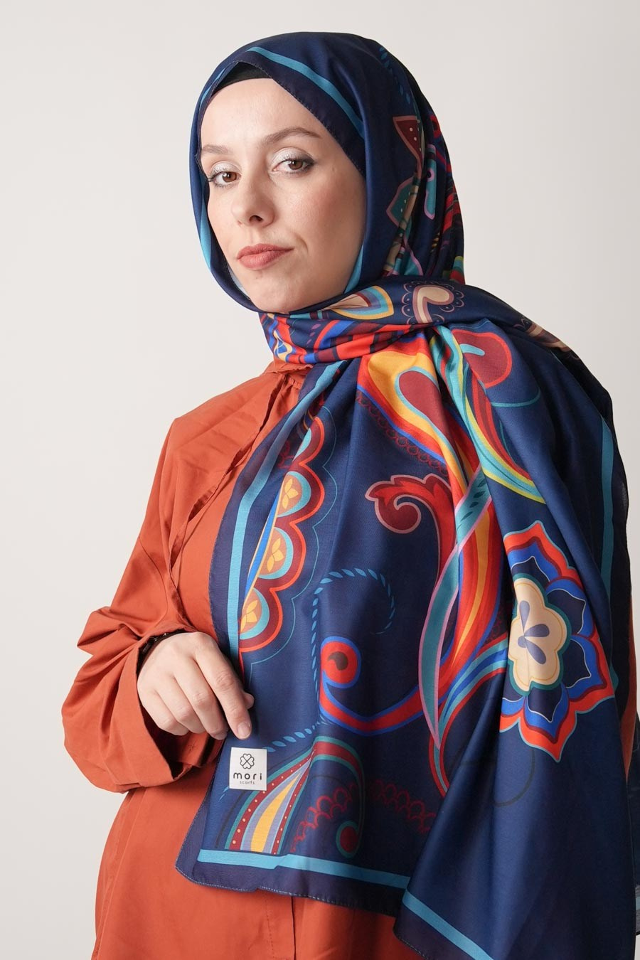 Paisley Desen Soft Şal Lacivert
