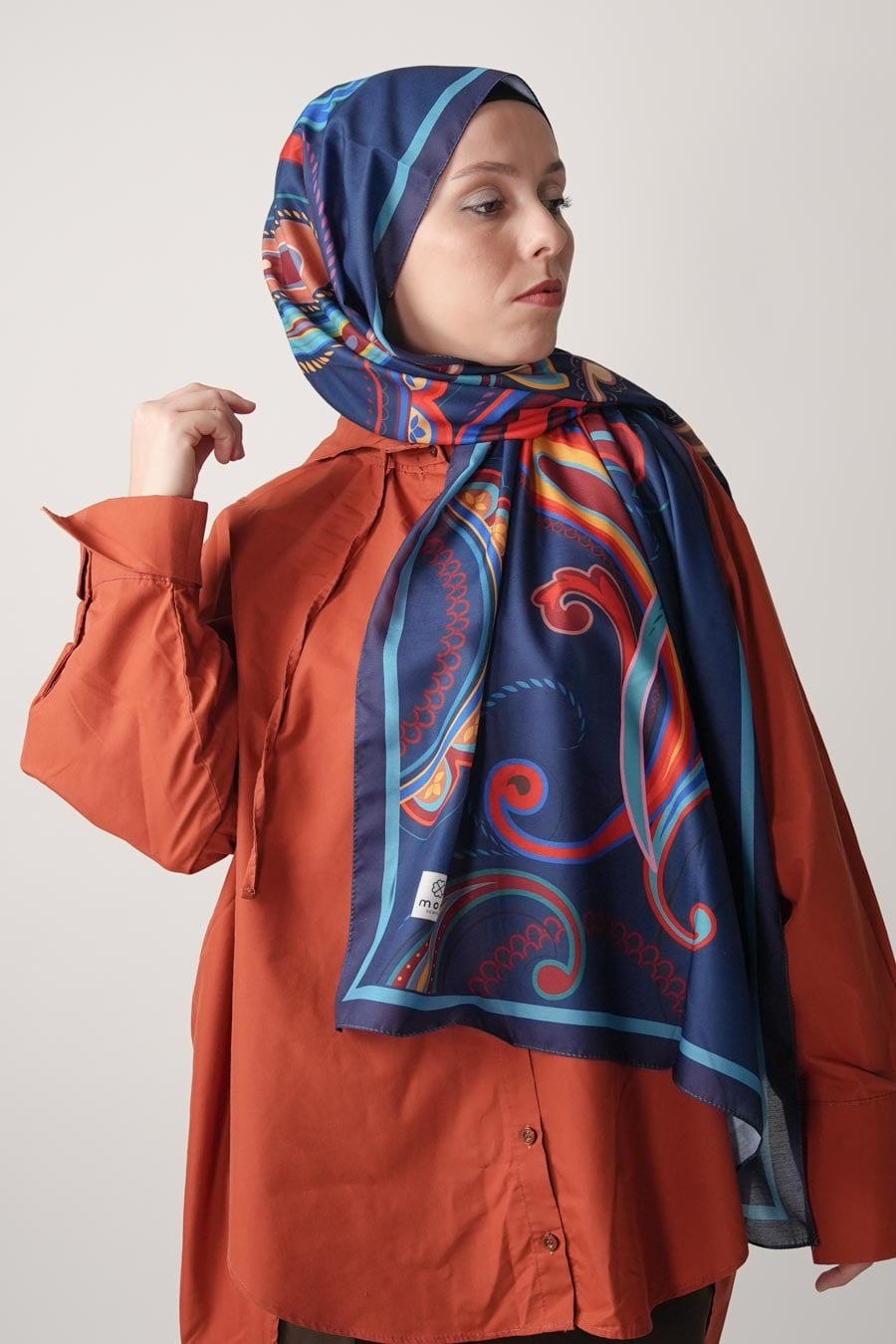 Paisley Desen Soft Şal Lacivert